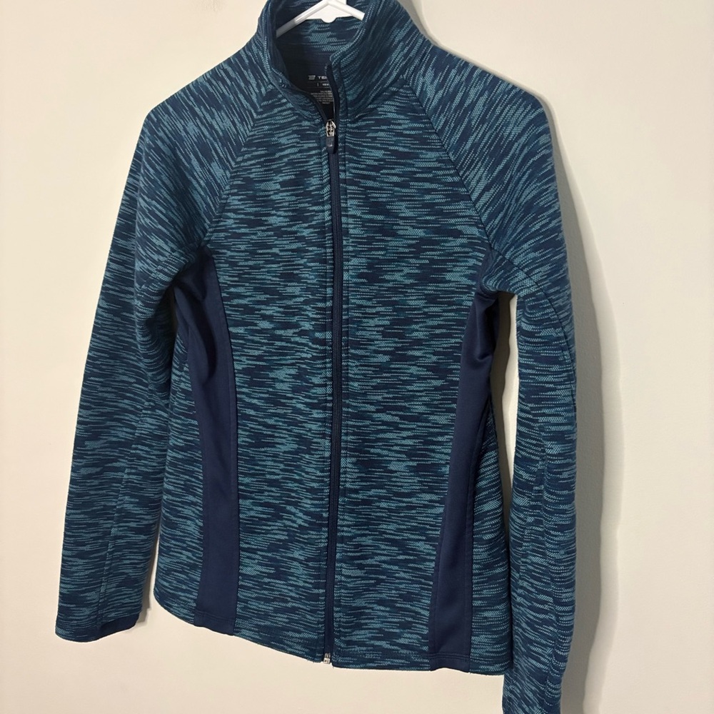 Tek Gear Women’s Small Blue Full Zip Activewear Sweater Warm Thumbholes Casual